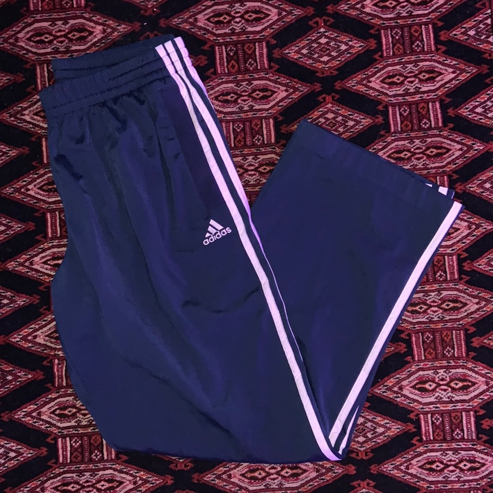 Adidas navy straight leg 3 stripe logo sweatpants